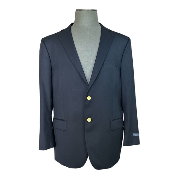 BROOKS BROTHERS Madison Fit Blue Gold Button Front Wool Blazer Sport Coat Jacket - Picture 3 of 10